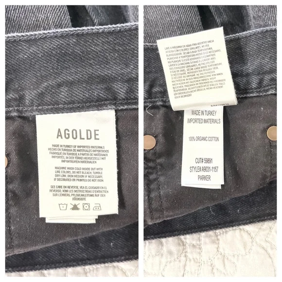 Agolde Parker Black Denim Button Fly Cutoff Shorts Size 32